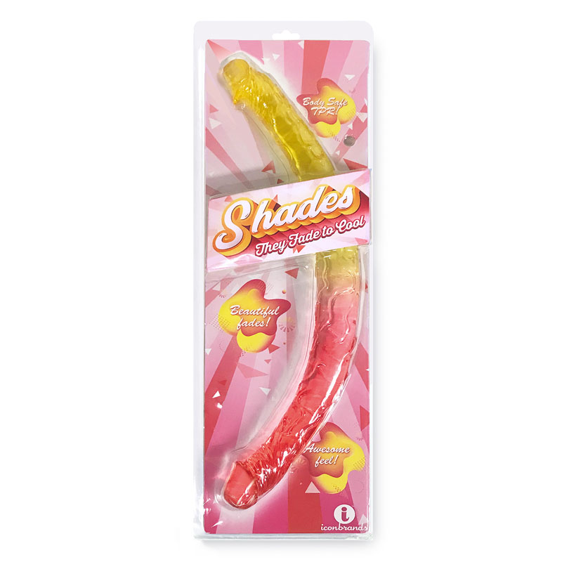 Shades 17'' Jelly TPR Double Dong - Pink/Gold